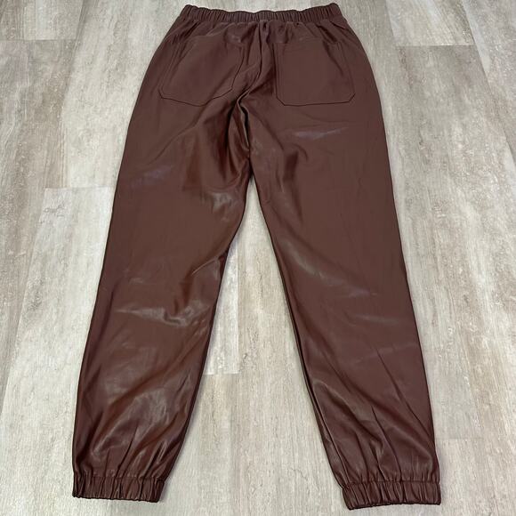 WeWoreWhat Brown Vegan Leather Joggers in Cacao Size Large - Picture 5 of 10